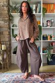 Bibi Gingham Frill Neck Shirt Naturals